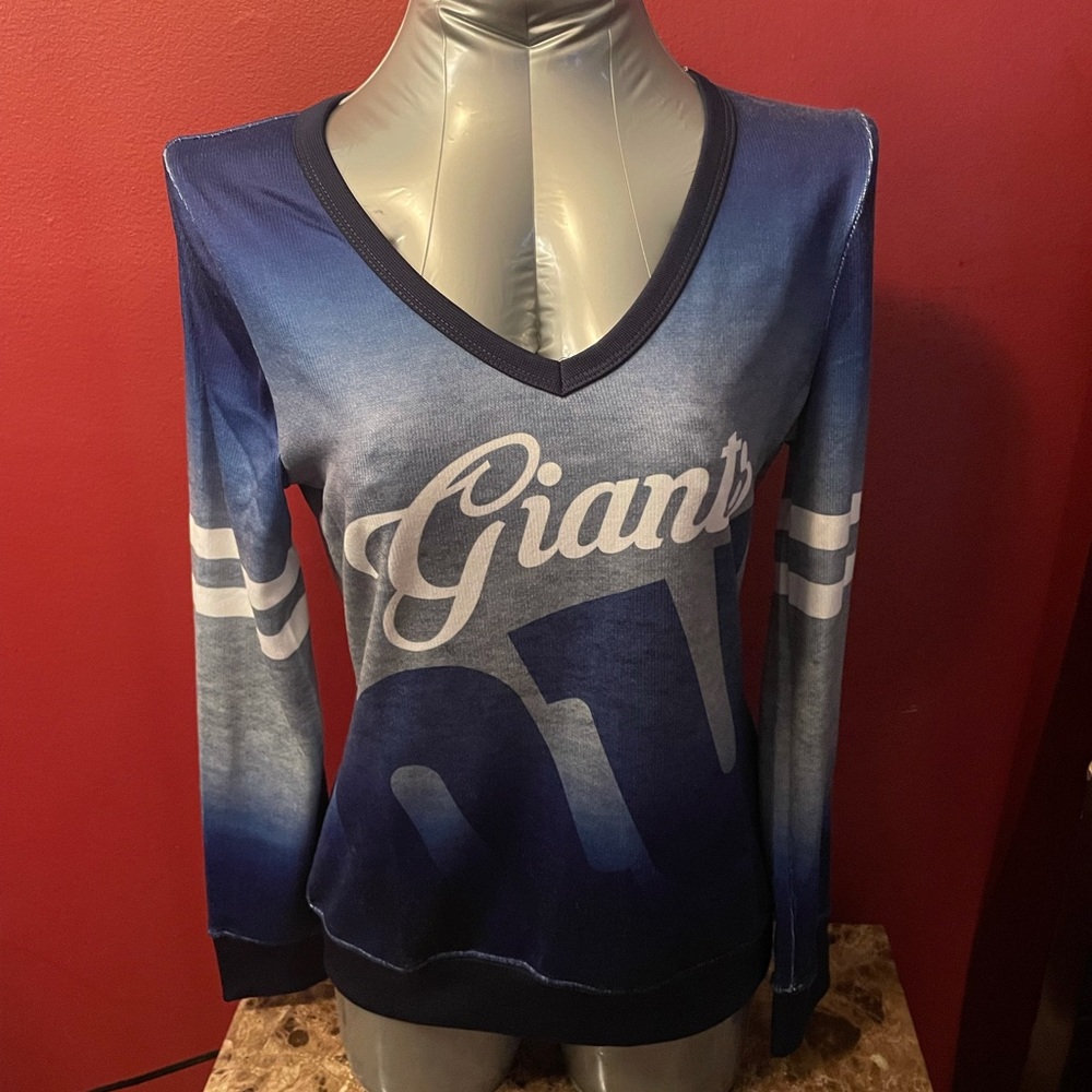 NY Giants Sm NFL Team Apparel V-Neck Long Sleeve